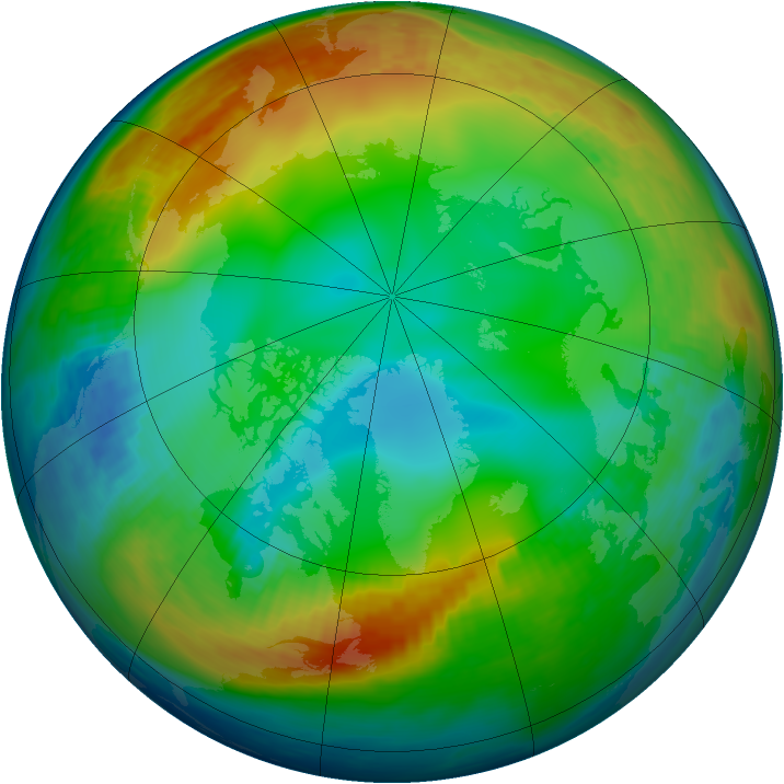 Arctic ozone map for 19 December 1985